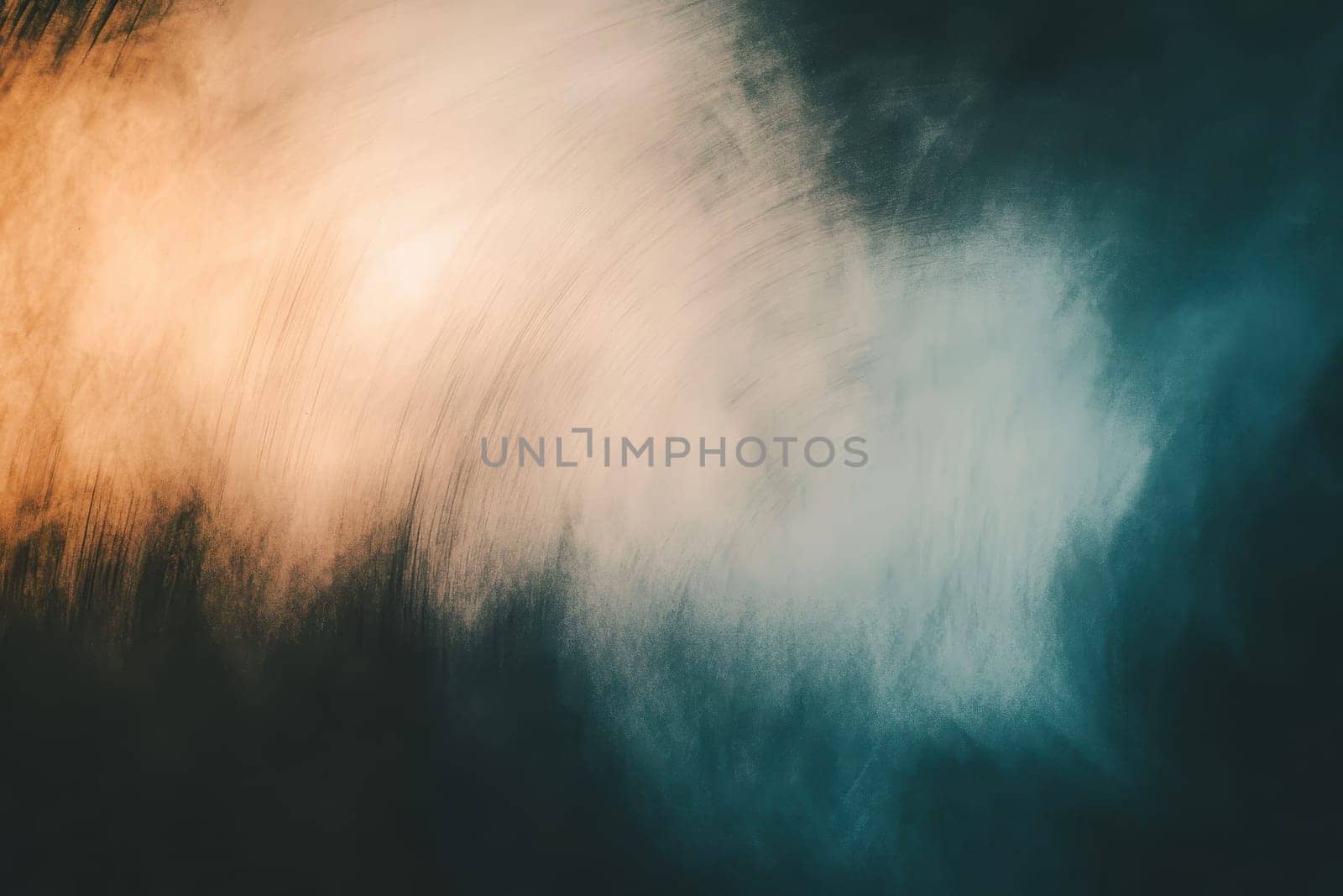 A blurry image of a cloudy sky with a splash of orange and yellow. The sky is filled with white clouds and the orange and yellow streaks add a sense of movement and energy to the scene