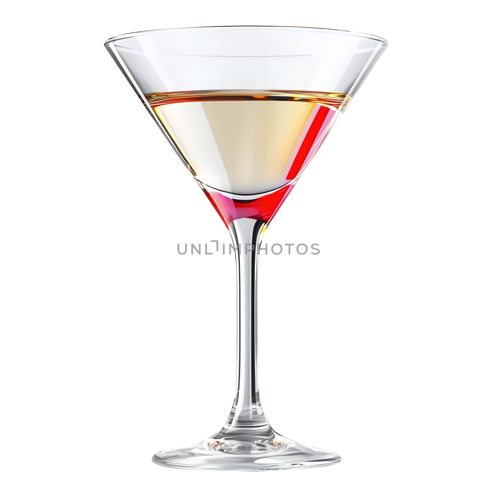 A martini glass filled with a light-colored cocktail, showcasing its elegant design and the drink's clarity.