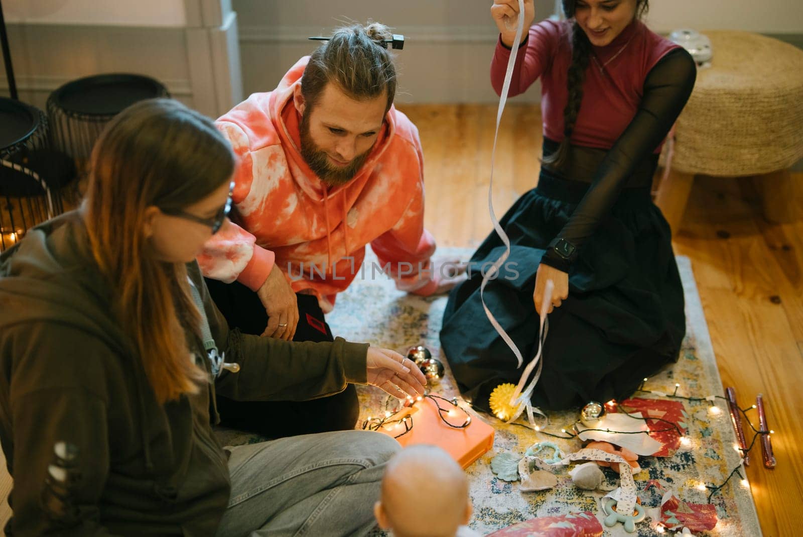 Friends enjoy creativity through crafts and joyful moments, deepening their bonds in a cozy gathering