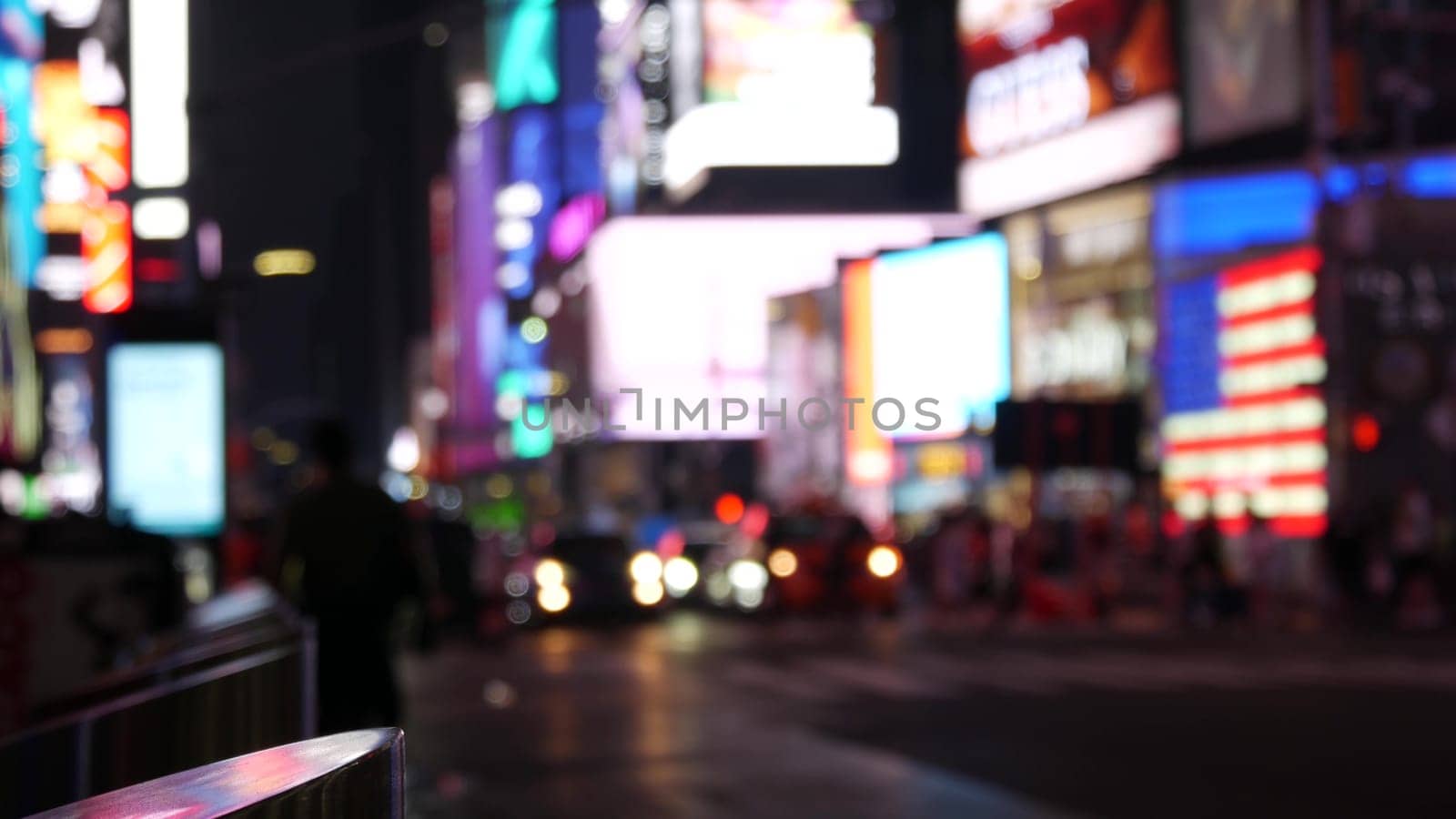 New York City, United States - 5 Sept 2023: Times Square Manhattan Midtown Broadway street, USA. American urban road traffic. People. Commercial billboard screen. Military island flag, army recruiting