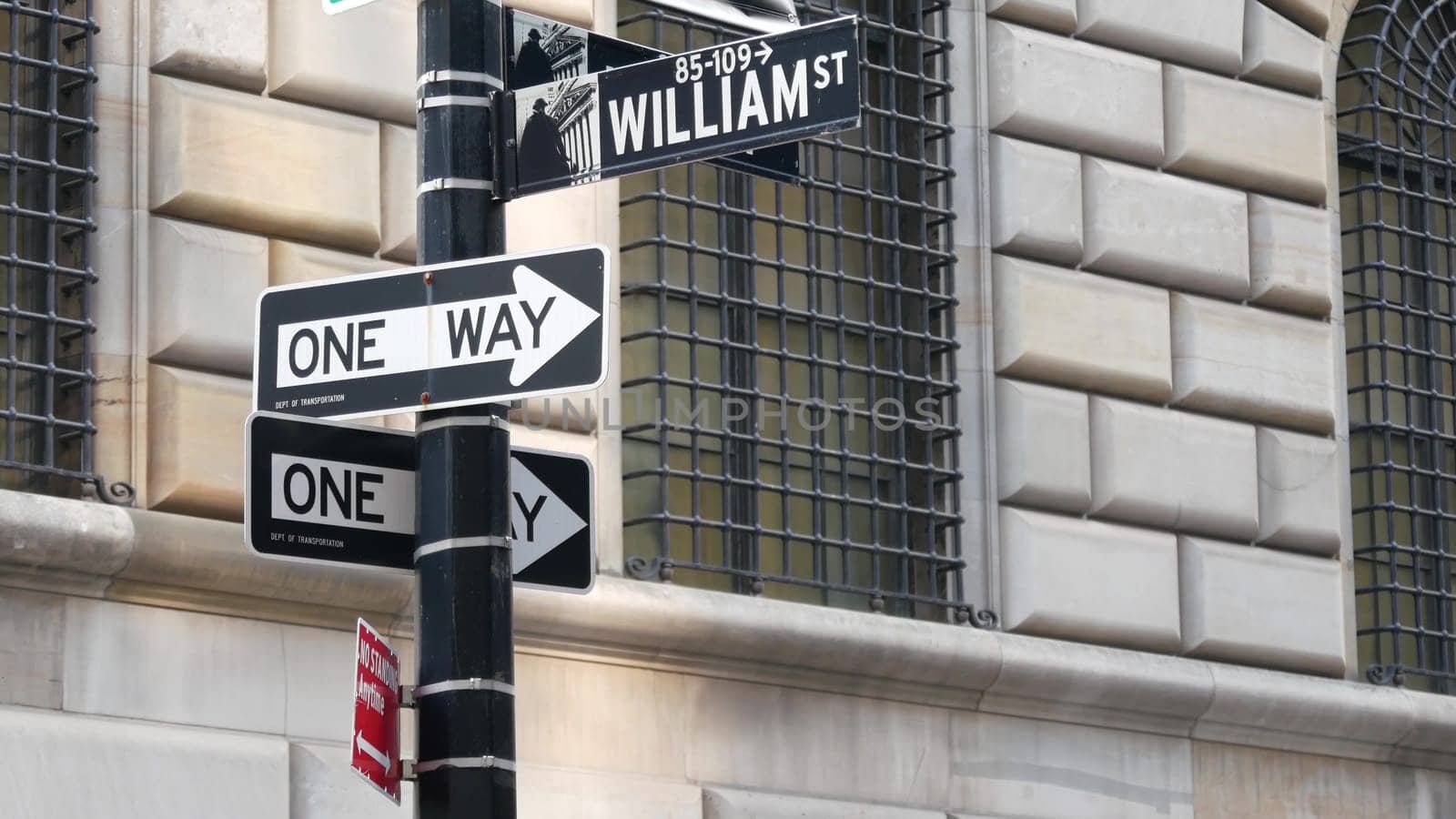 New York City, United States - 3 Sept 2023: Manhattan Downtown Financial District urban architecture. American Federal Reserve Bank building near Wall street Stock Exchange. USA Federal Reserve System