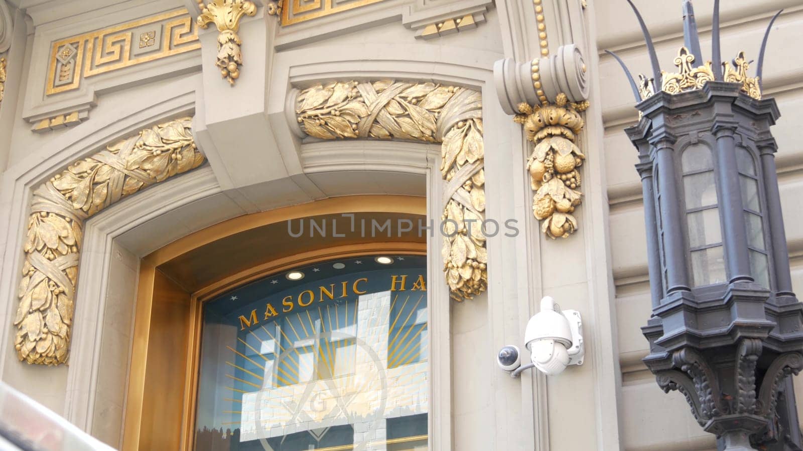 New York City, United States - 6 Sept 2023: Grand Lodge of Masons building facade on Manhattan street. Freemasons headquarters architecture. Masonry organization in NYC, USA. Masonic Hall exterior.