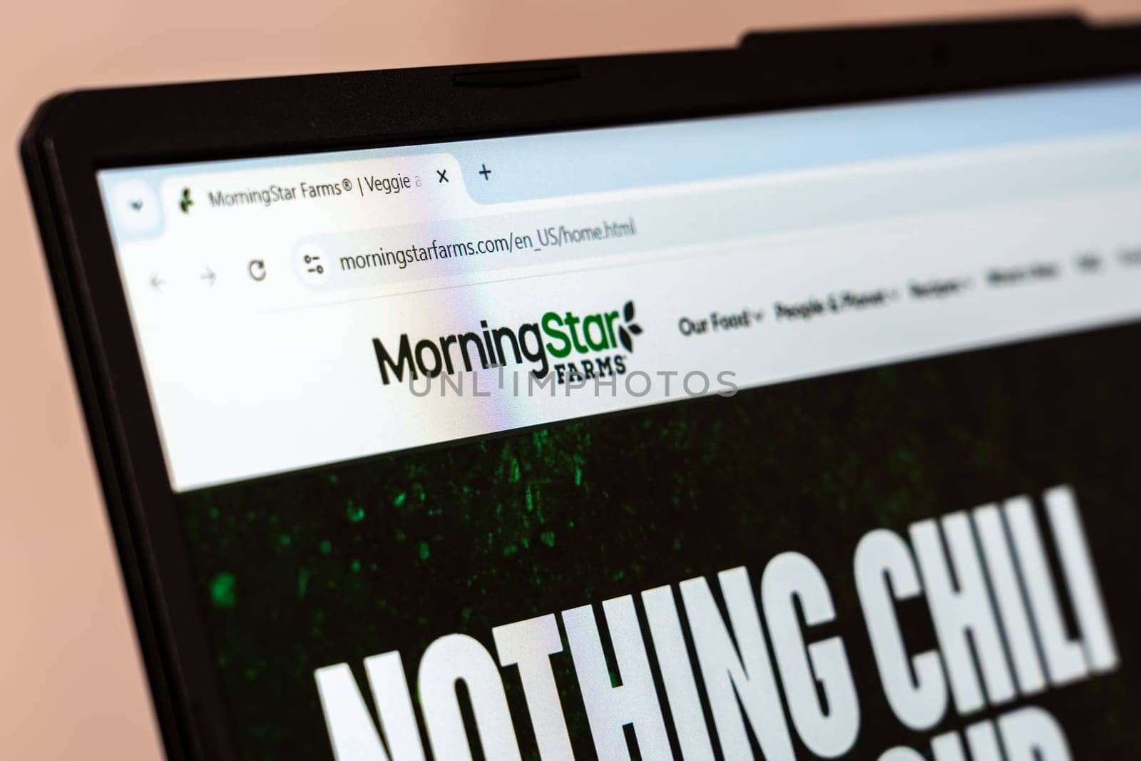 New York, USA - January 26, 2025: MorningStar Farms website displayed on a laptop screen, showcasing plant-based food products