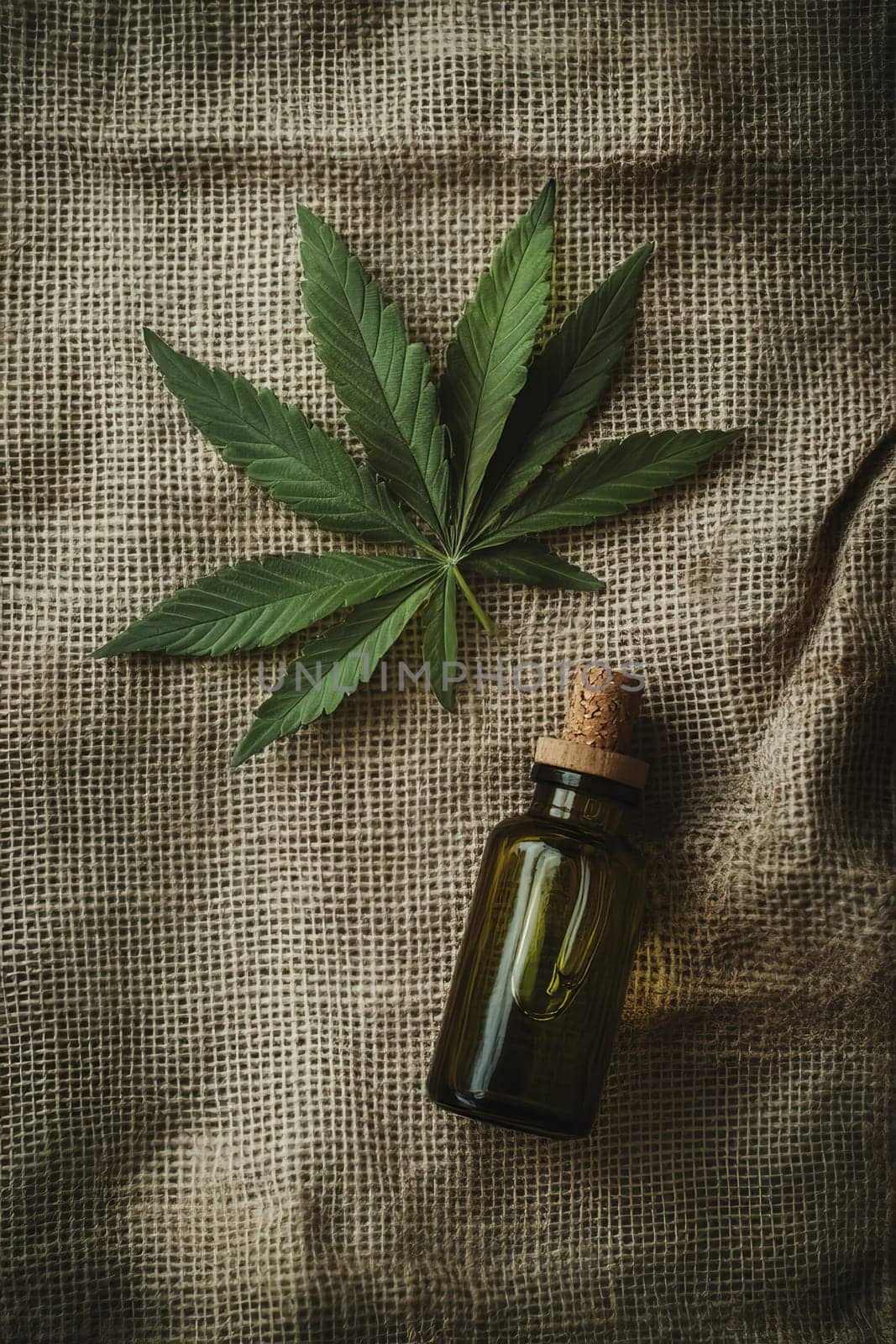 Cannabis extract essential oil in a small bottle, Generative AI, nature