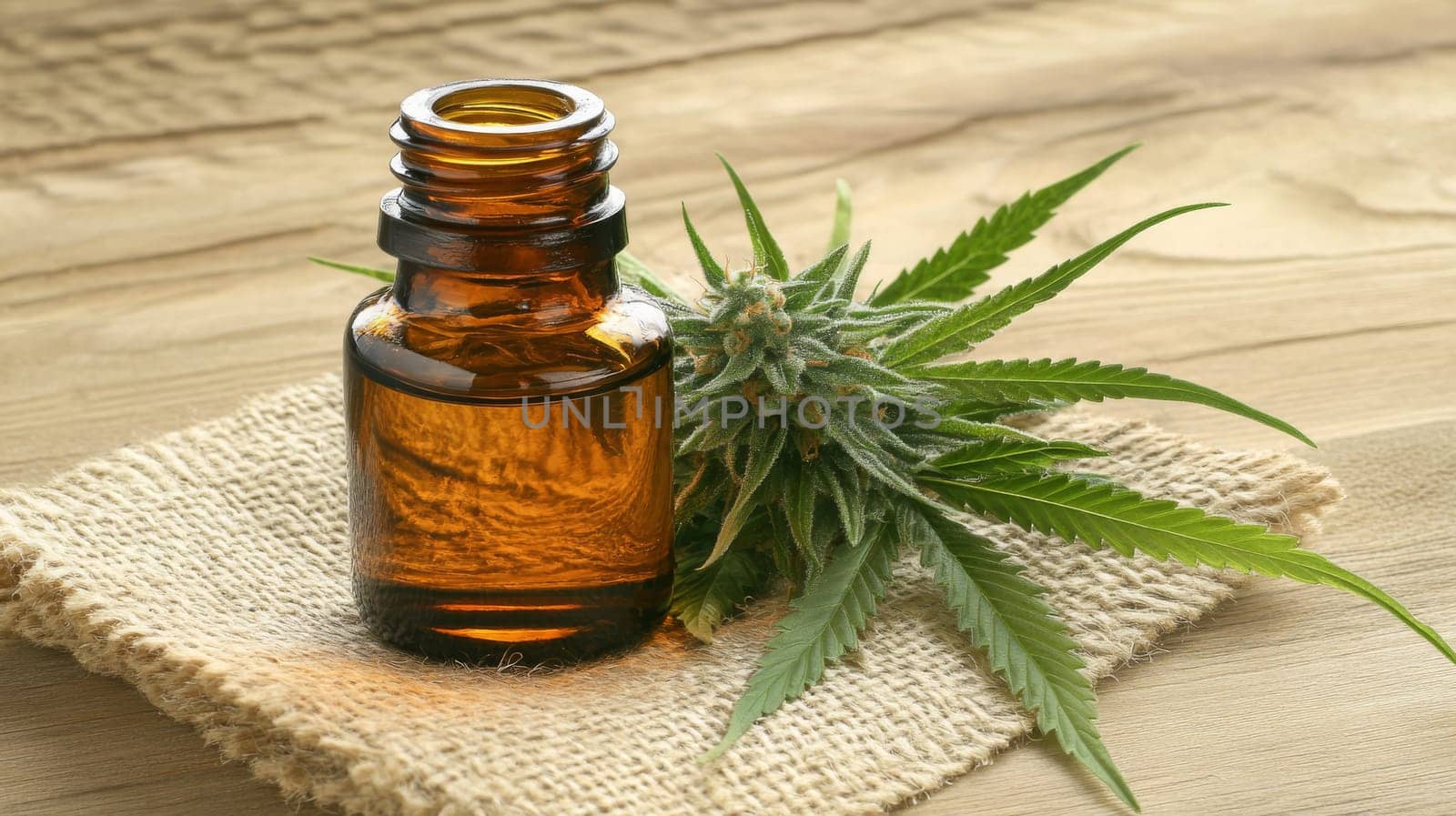 Cannabis extract essential oil in a small bottle, Generative AI, nature