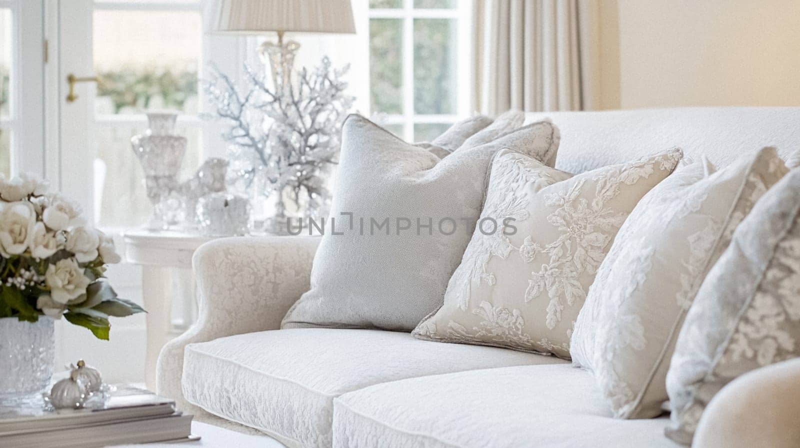 Winter interior design and decoration, elegant country cottage style room, soft neutral tones and cosy atmosphere in an English countryside manor home interior idea
