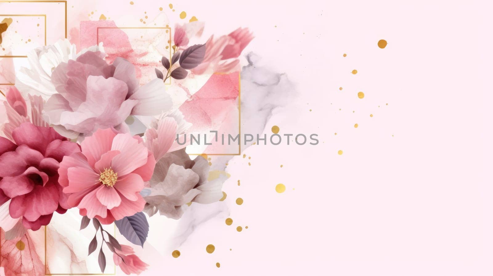 Watercolor abstract design for background of wedding or buzzy social media banner on white background generative AI