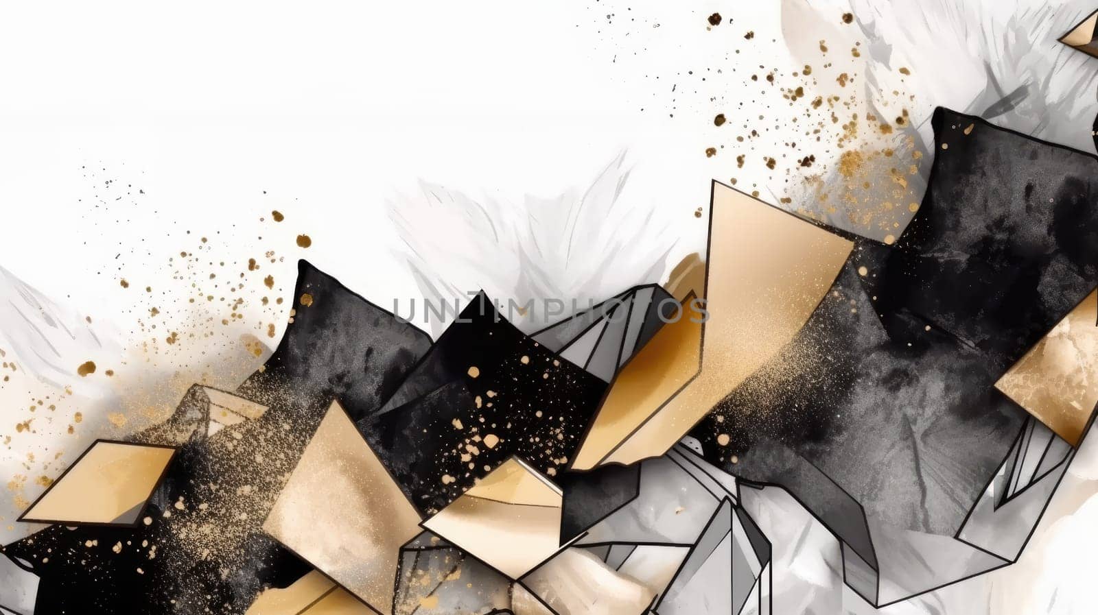 Abstract watercolor artwork mixed with buzzy geometric shapes for background of social media banner generative AI image