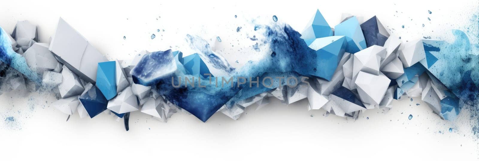 Abstract watercolor artwork mixed with buzzy geometric shapes for background of social media banner generative AI image