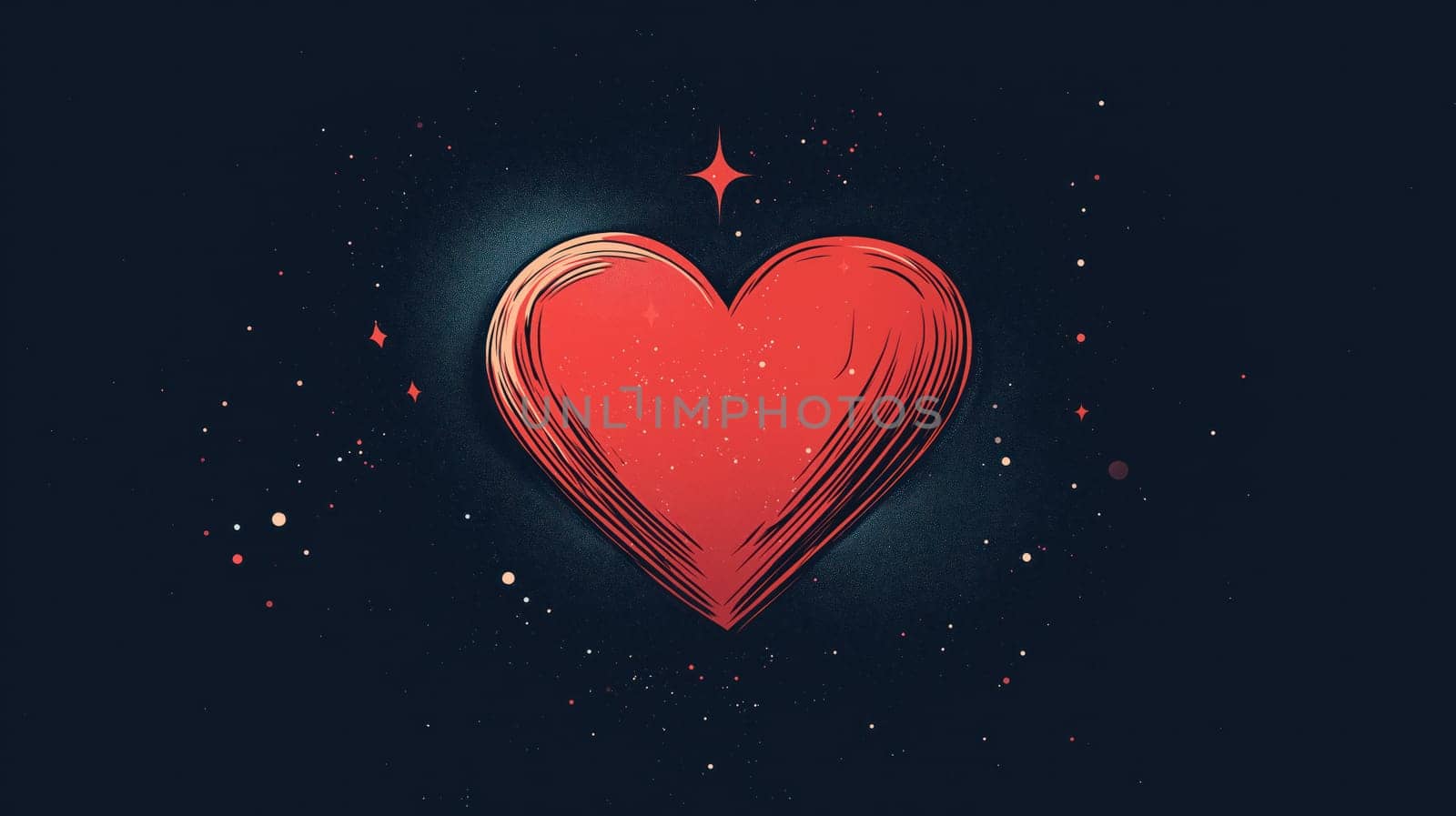 Red cute grunge heart Valentines Day abstract background