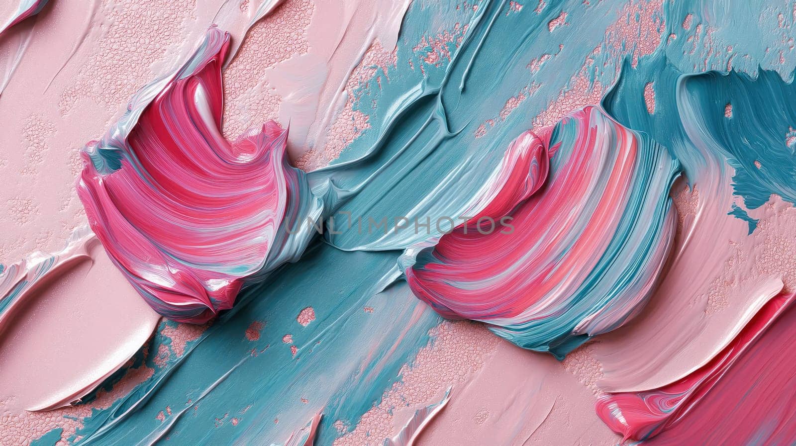 Pastel blue pink abstract painting with thick textured brushstrokes