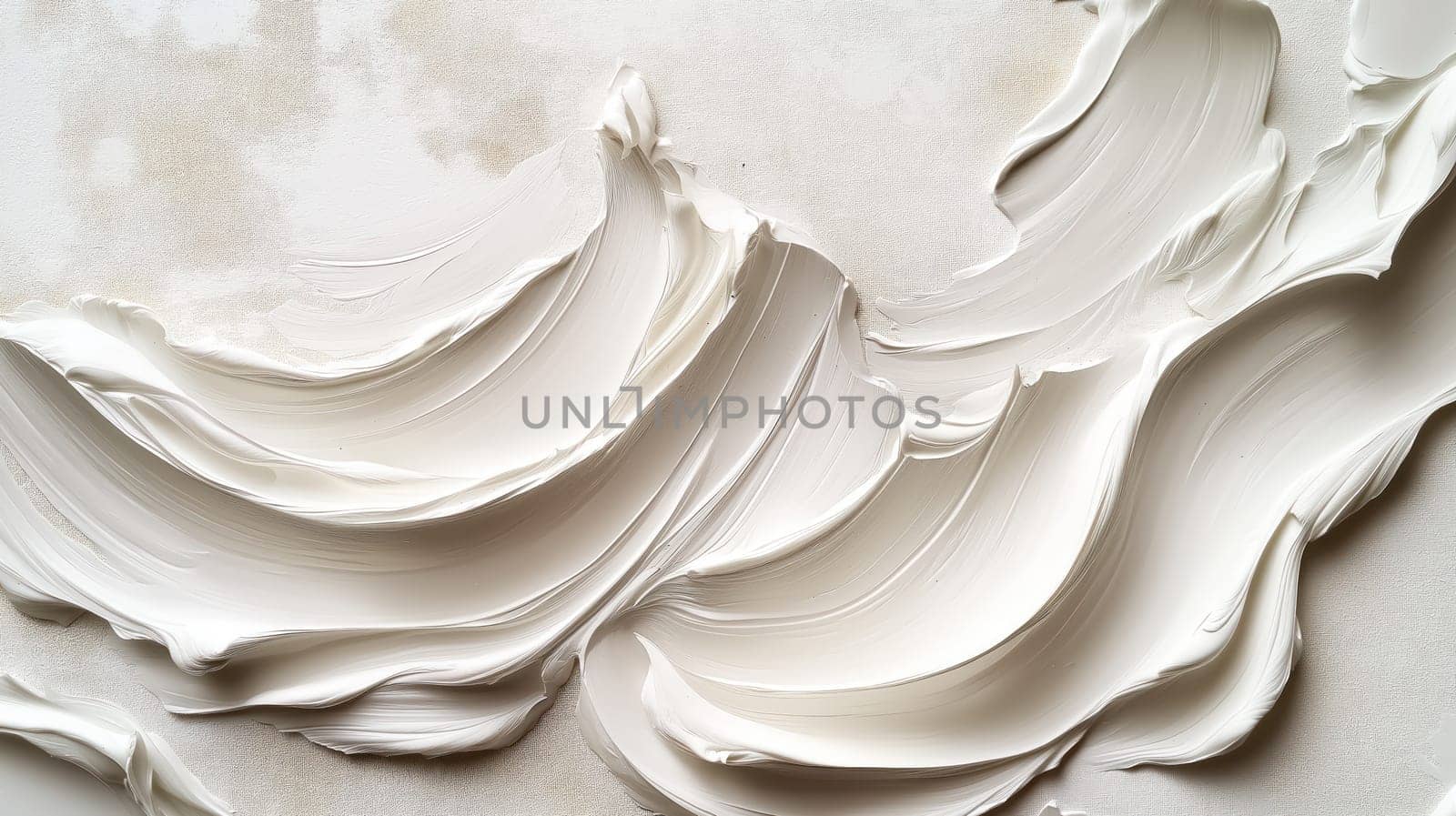 Abstract white textured surface with smooth wavy paint strokes