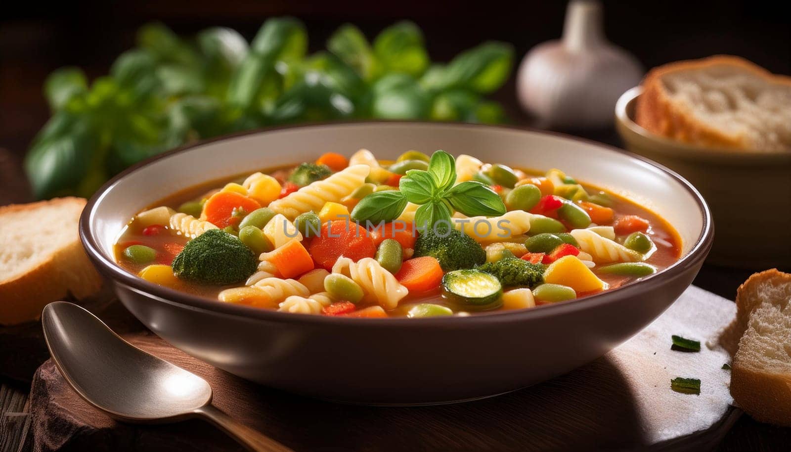 vegetables minestrone vegetarian food, AI generated image
