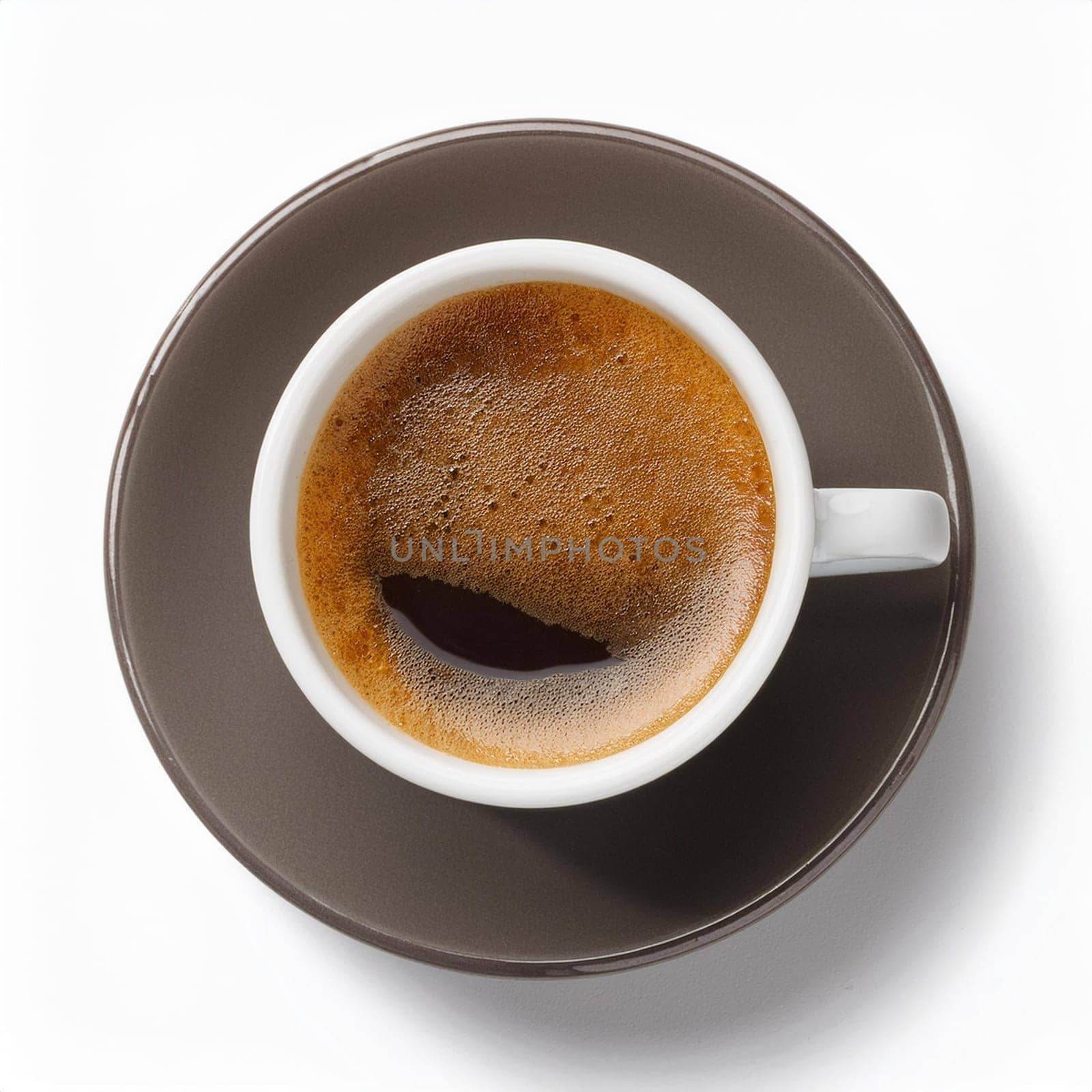 cup of coffee top flat view, AI generated image