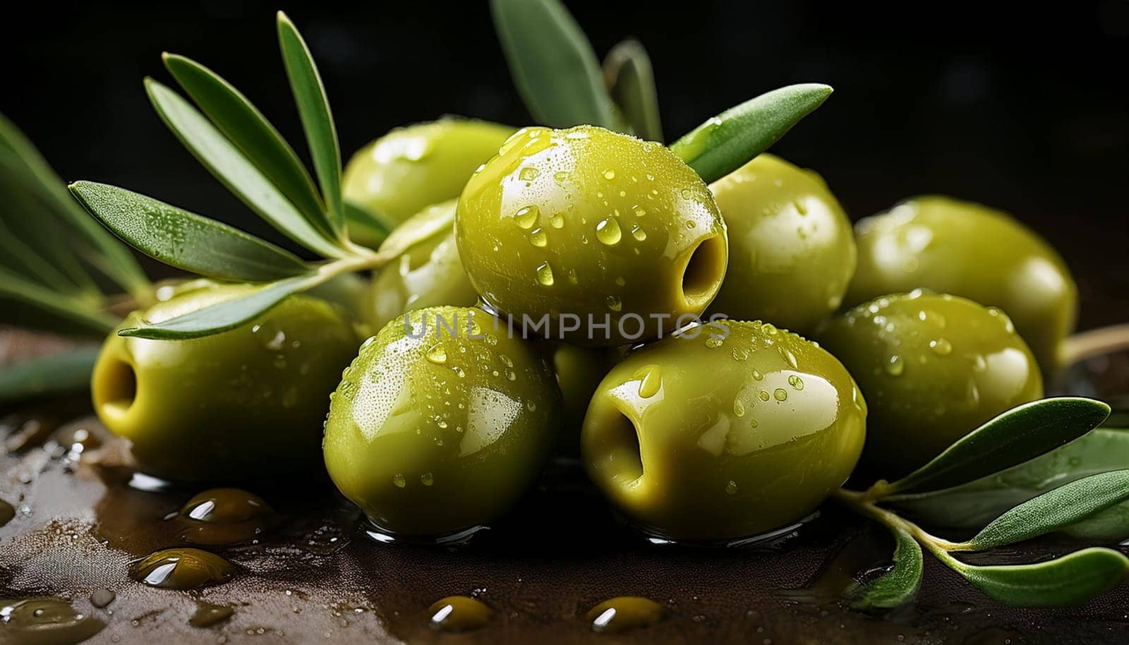 green olives vegan food, AI generated image