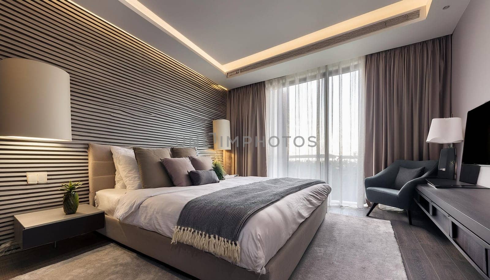 modern home bedroom interior, AI generated image