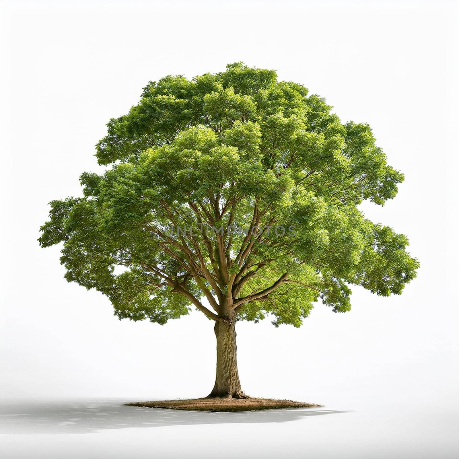 oak tree over white background, AI generated image