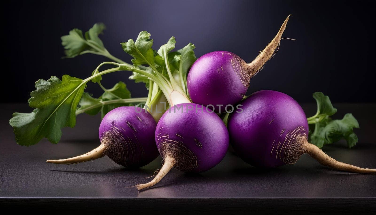 purple turnips vegetarian food, AI generated image
