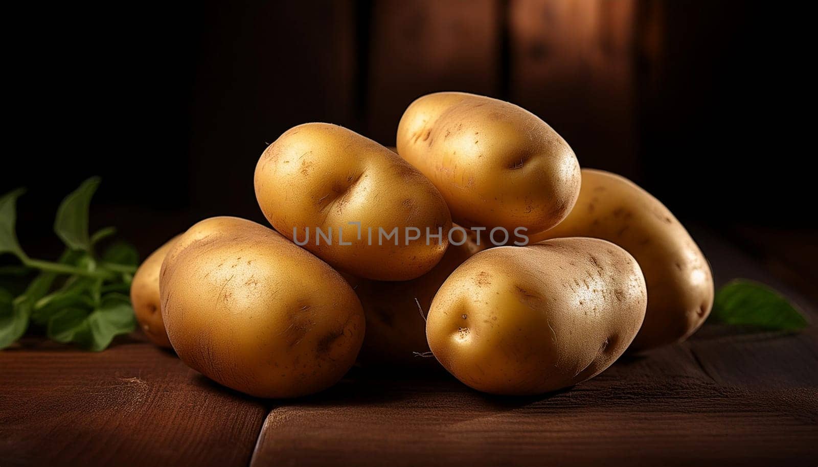 heap of many raw potatoes, AI generated image