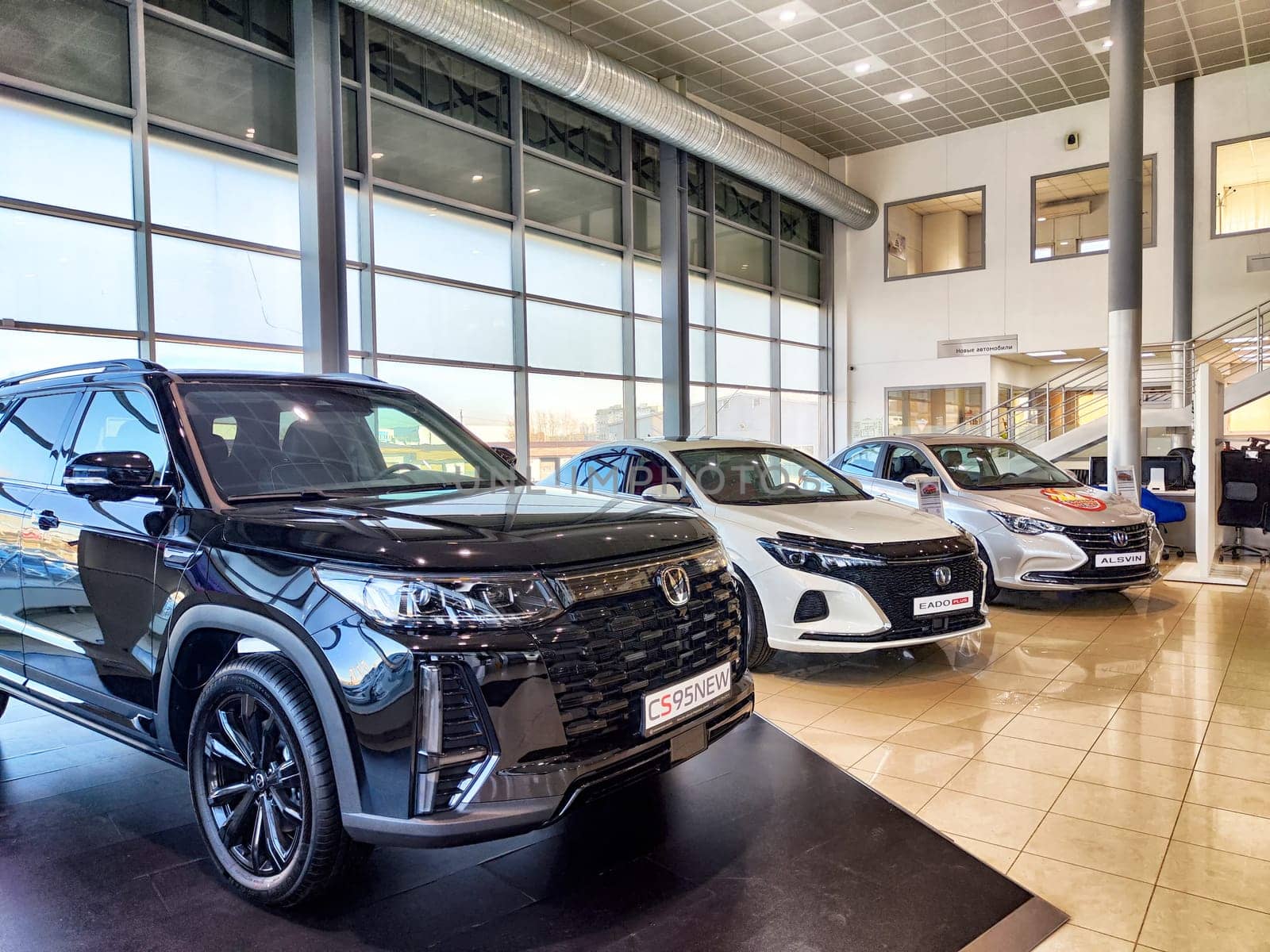 Krasnoyarsk, Russia - November 06, 2024: Beautiful Car in showroom of dealership Changan auto