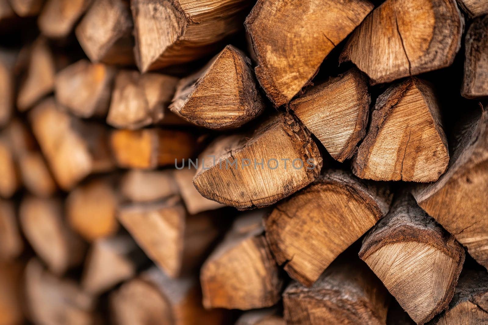 A pile of wood logs with a brownish color. The logs are stacked on top of each other, creating a sense of depth and texture. The image conveys a feeling of warmth and coziness