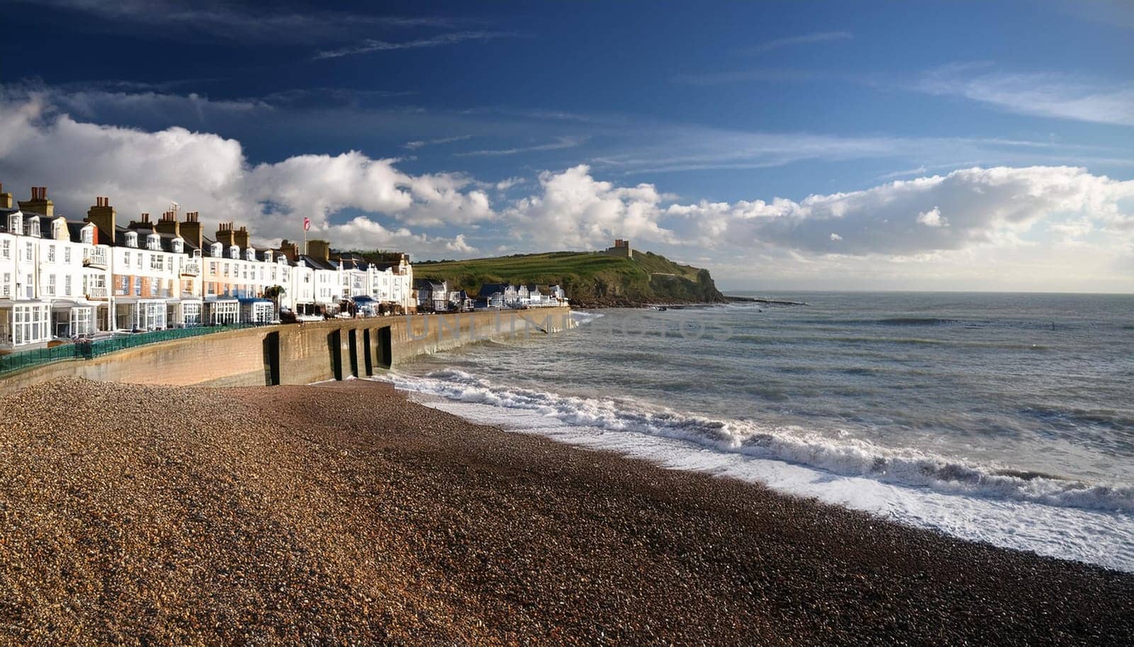 british sea resort by the shore, AI generated image