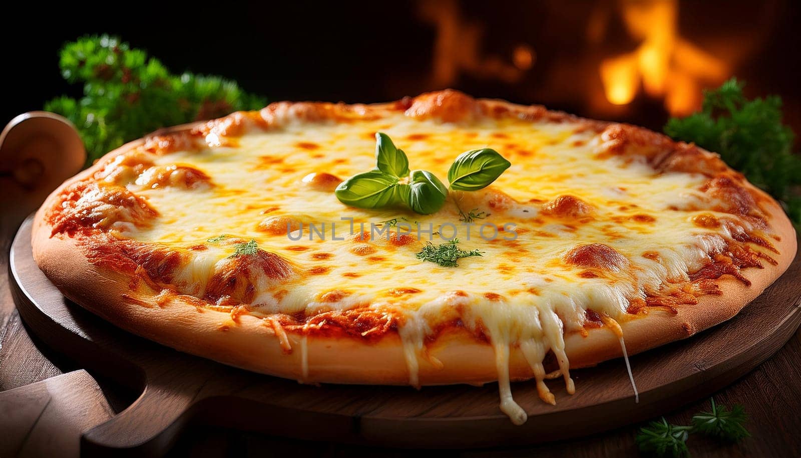 cheese pizza vegetarian food, AI generated image