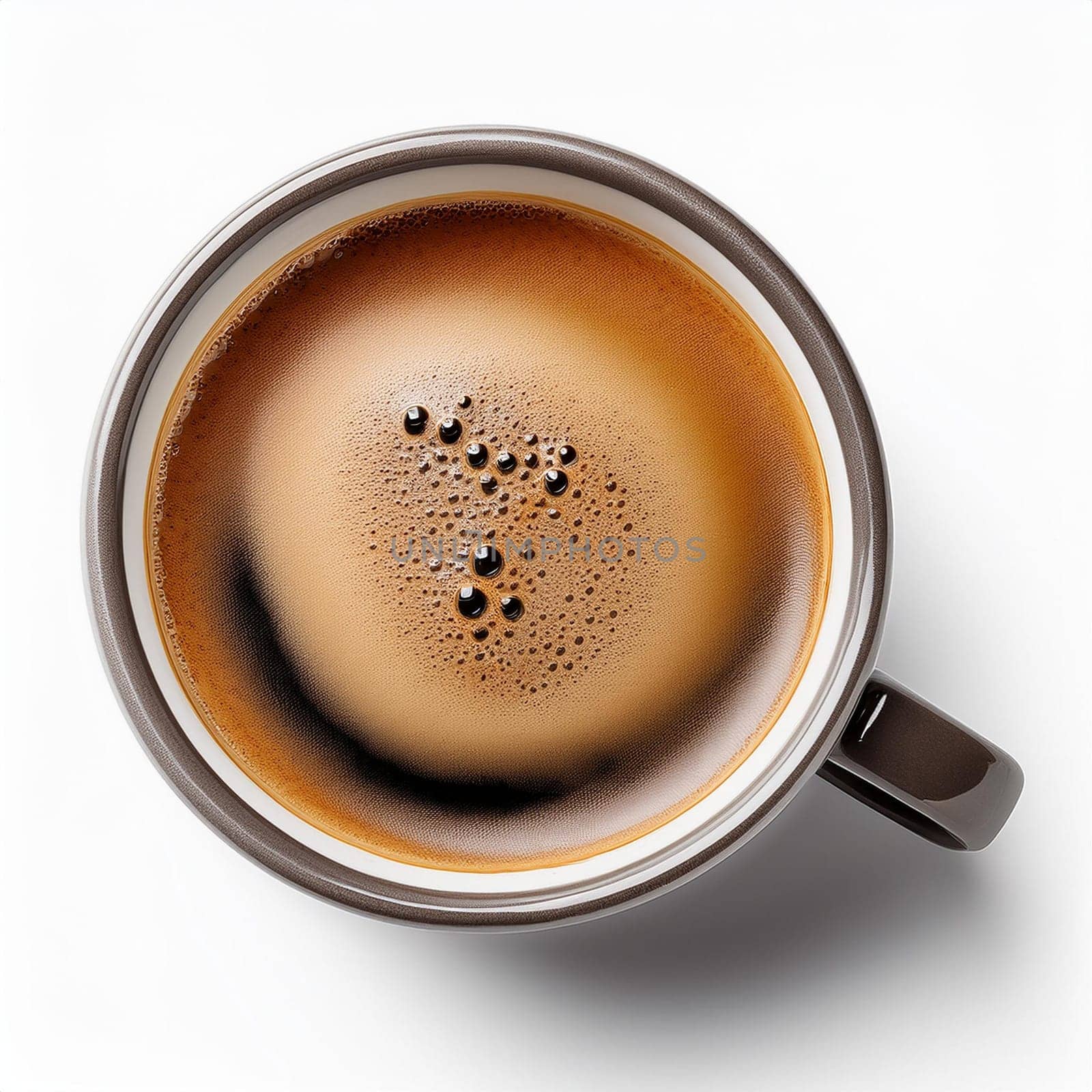 cup of coffee top flat view, AI generated image