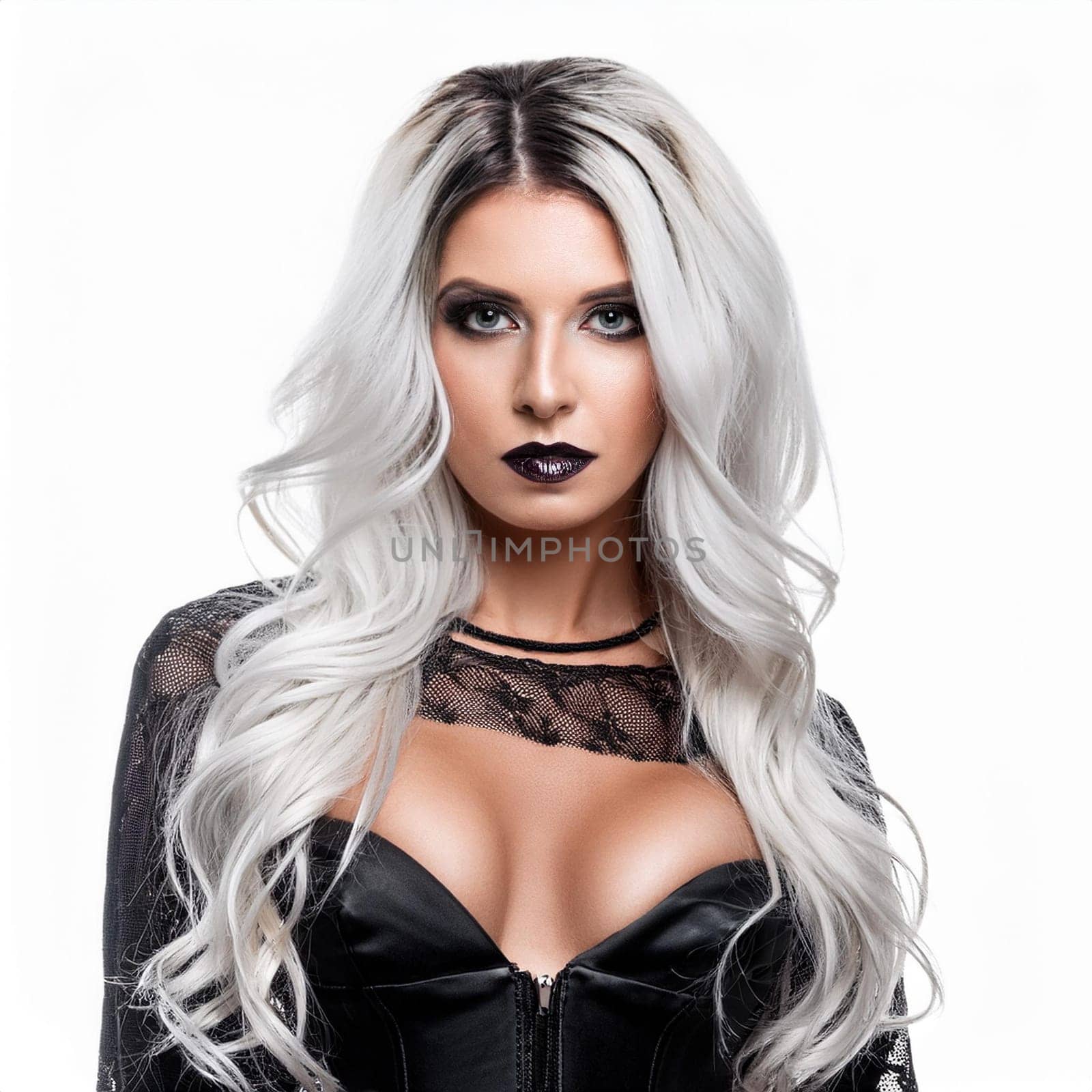 pretty elegant young goth woman, AI generated image