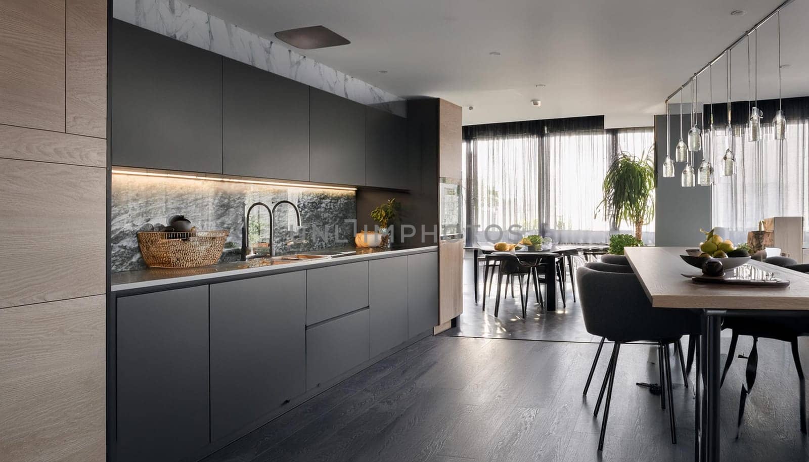 modern home kitchen interior, AI generated image
