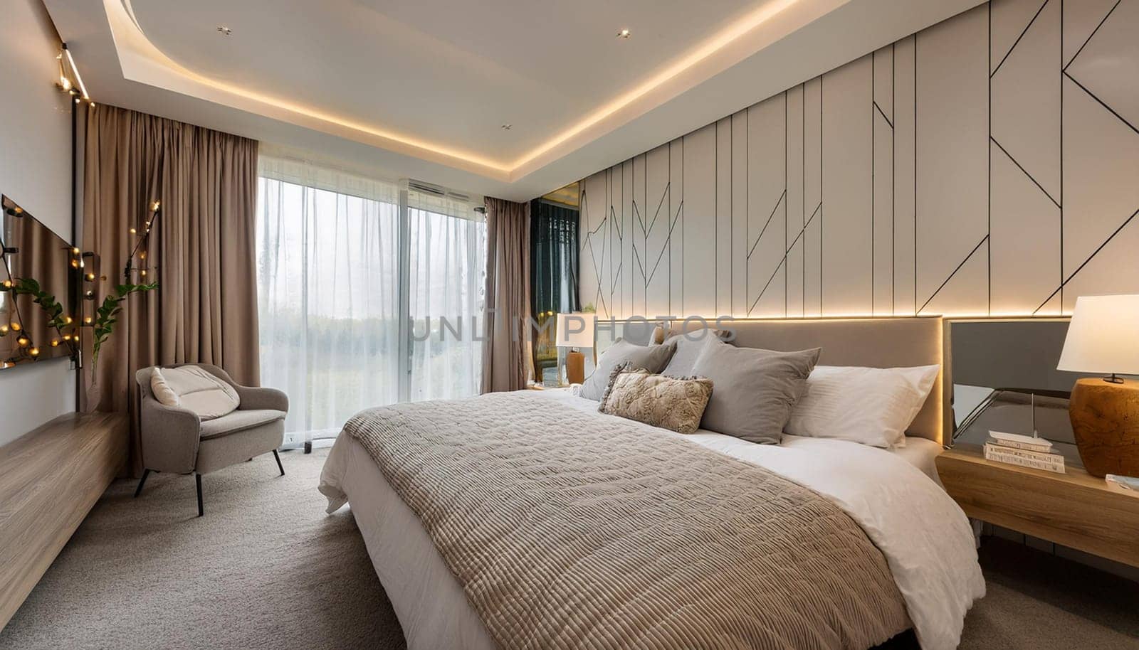 modern home bedroom interior, AI generated image