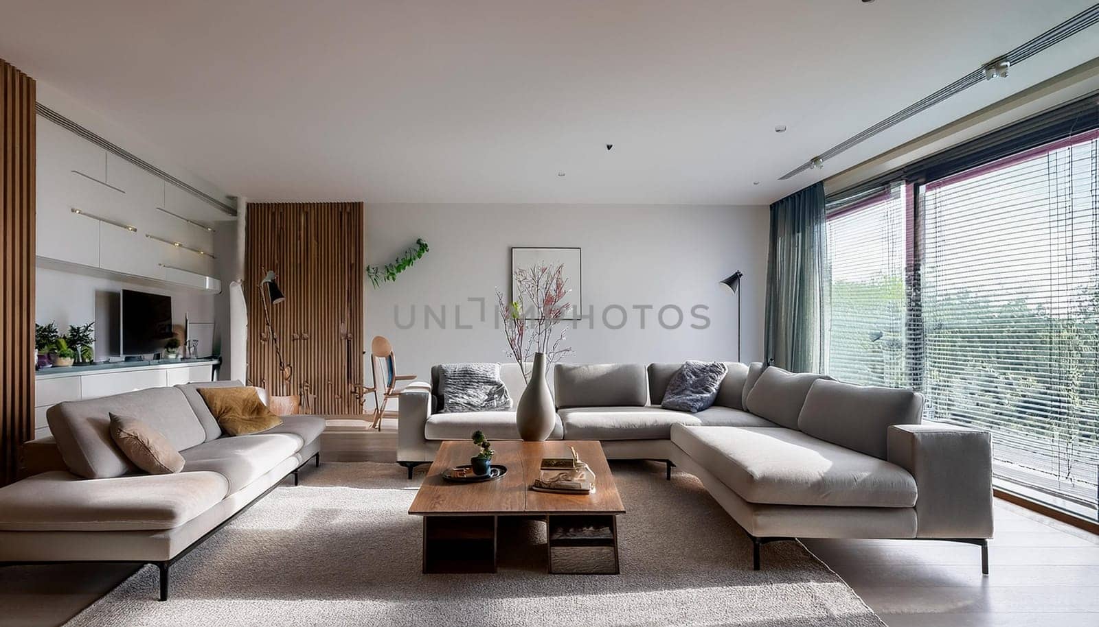 modern home living room interior, AI generated image