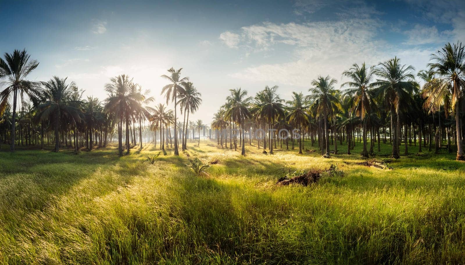 palm trees forest landscape, AI generated image