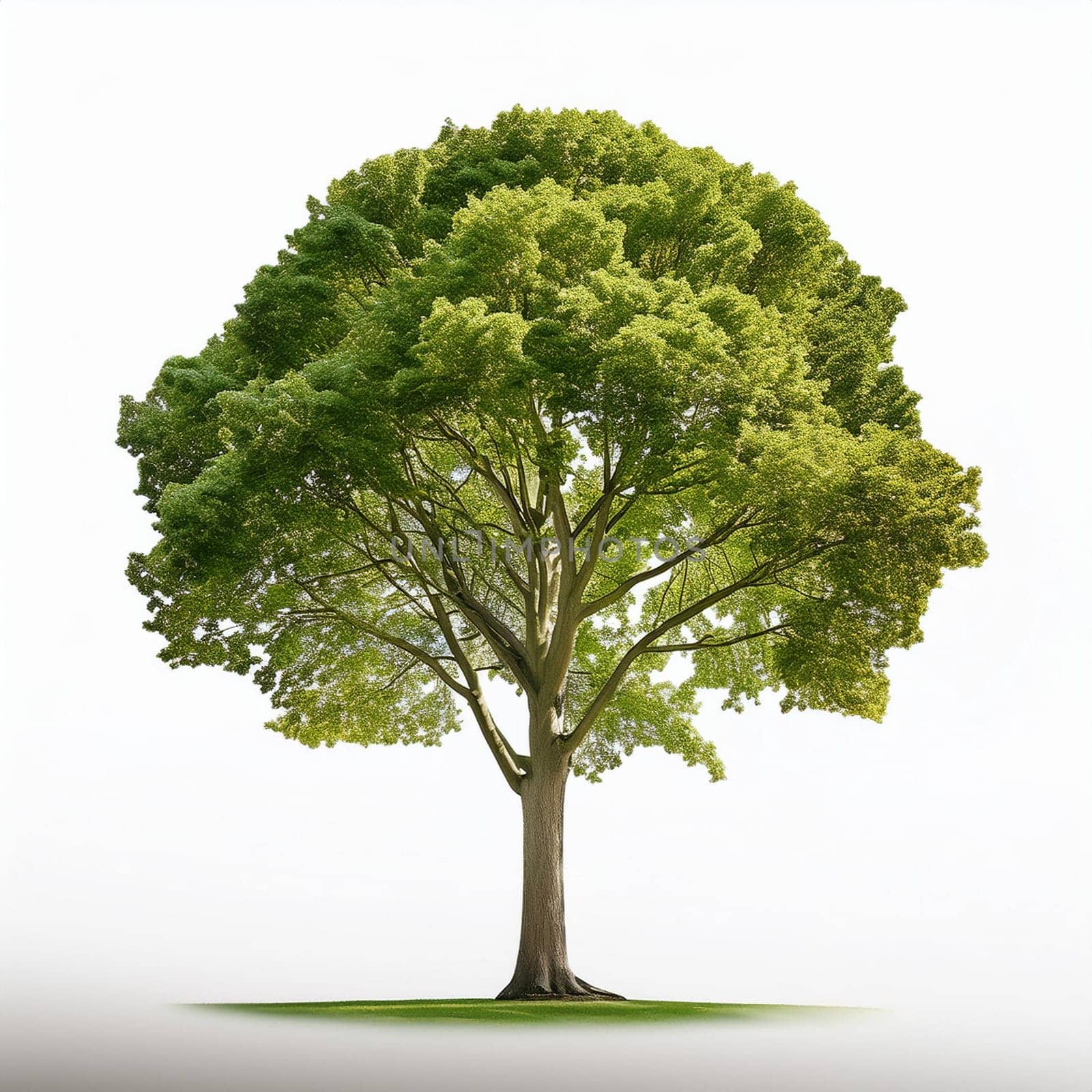 oak tree over white background, AI generated image