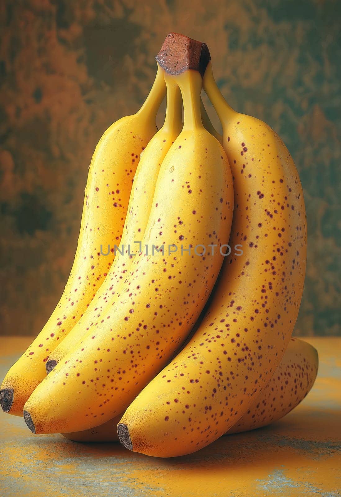 Ripe bananas on a colored background. Selective focus.