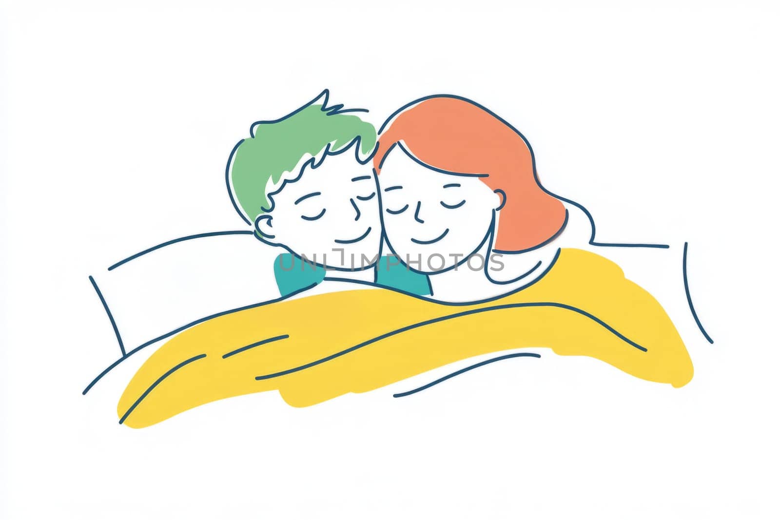 Love romantic couple sleeping in bed. Relationships concept. Valentine day