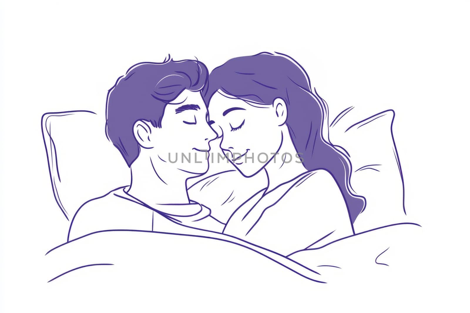 Love romantic couple sleeping in bed. Relationships concept. Valentine day
