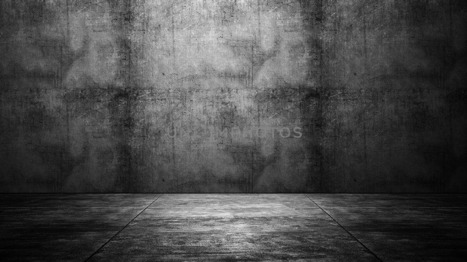 Black wall with plastered concrete floor. Abstract pattern of a cement wall. Mockup. Copy space. Wallpaper or texture background