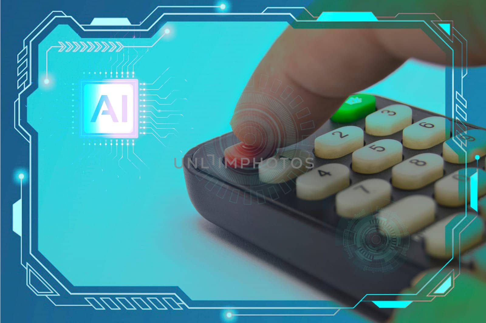 Concept of artificial intelligence that can be controlled by fingertips.