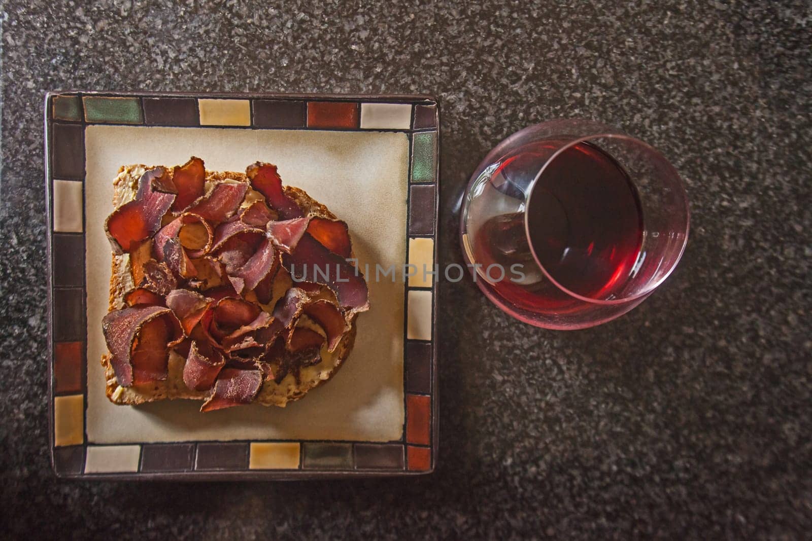 Sliced Biltong on bread and red wine 14406 by kobus_peche