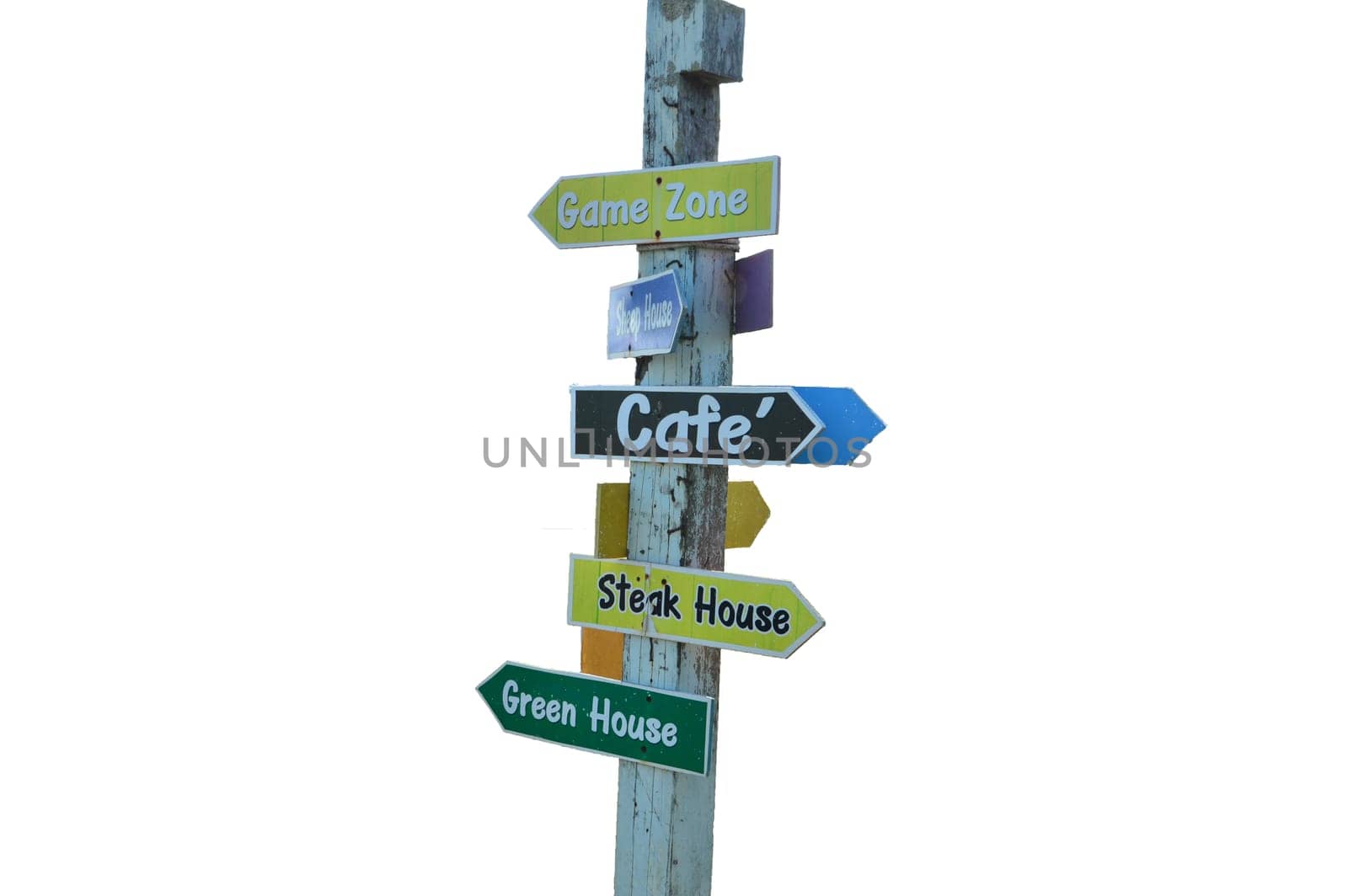 Poles with various signs attached (with clipping path)