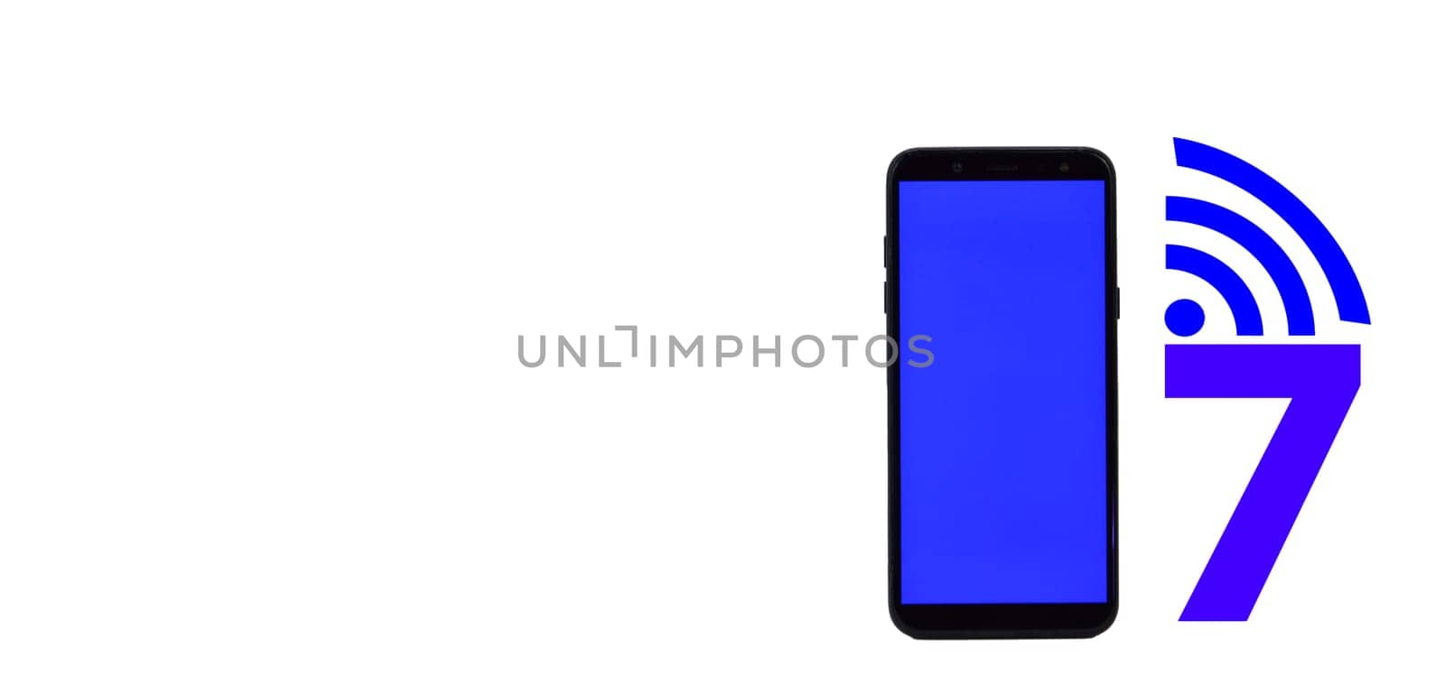 Concept Wi-Fi 7 Next Generation Networking Communication,high speed communication,Smartphone on white background and wifi icon(with clipping path)        