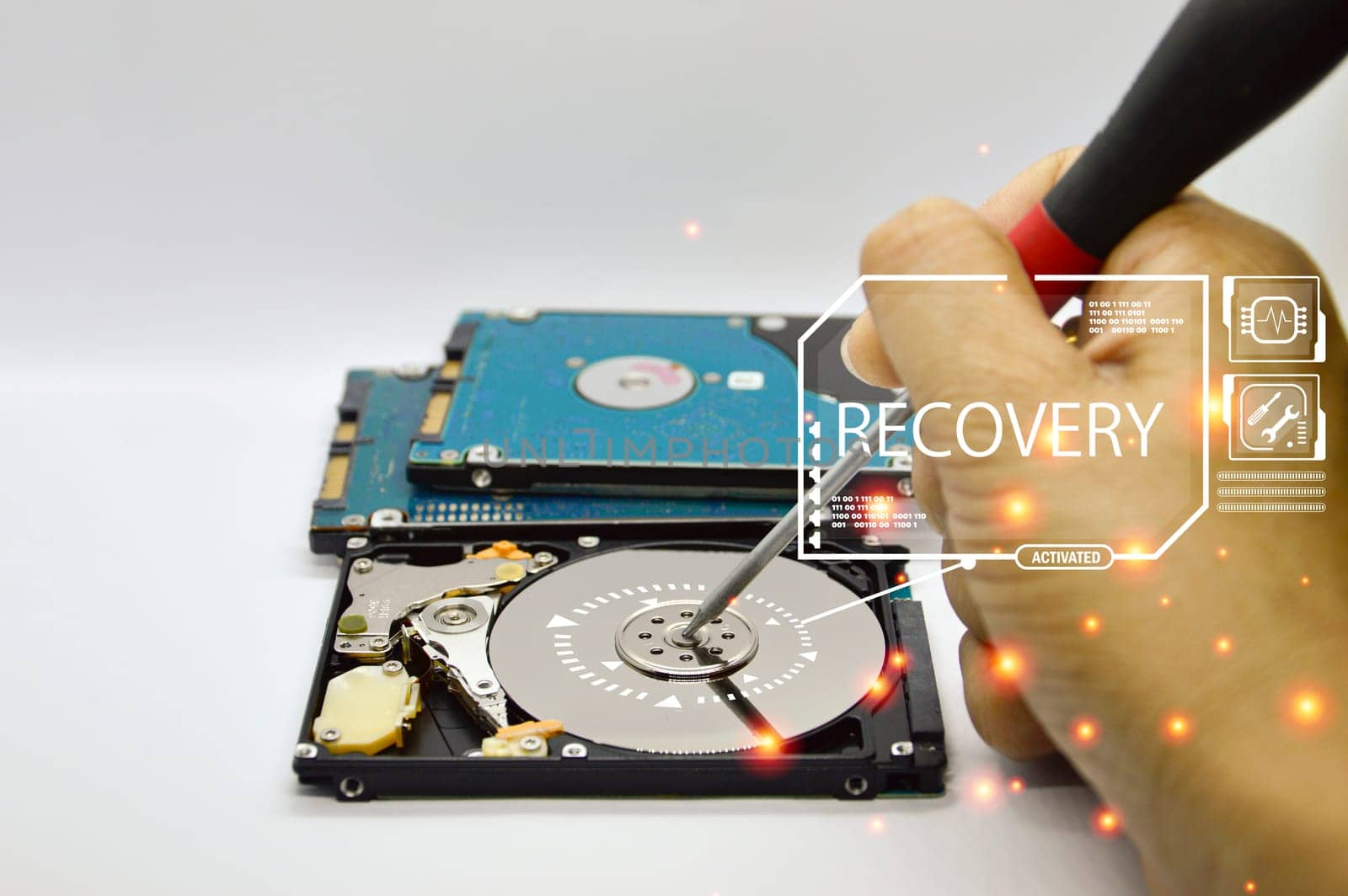 Hard drive is an important storage device, concept of data protection with security.