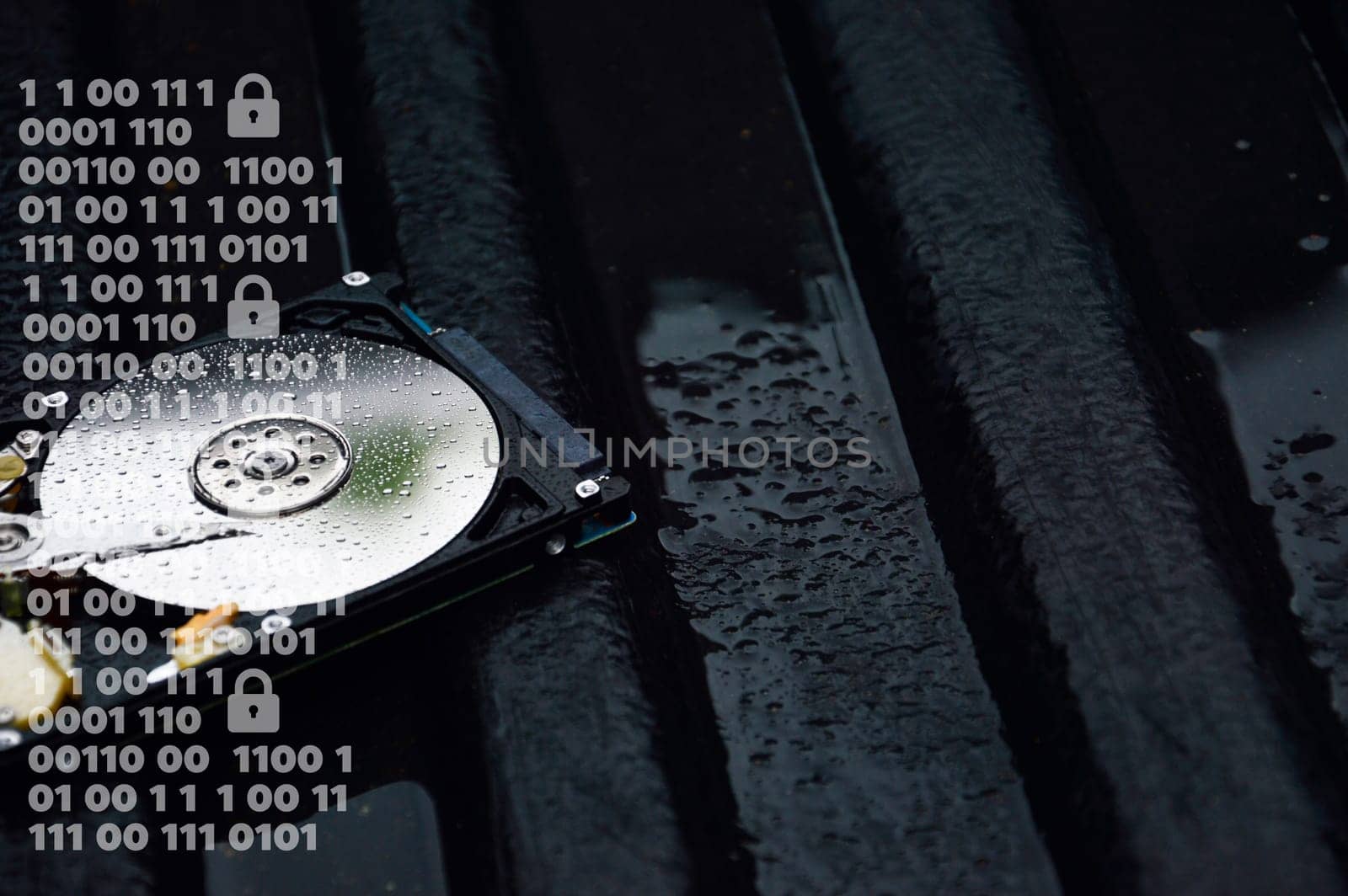 Hard drive is an important storage device, concept of data protection with security.