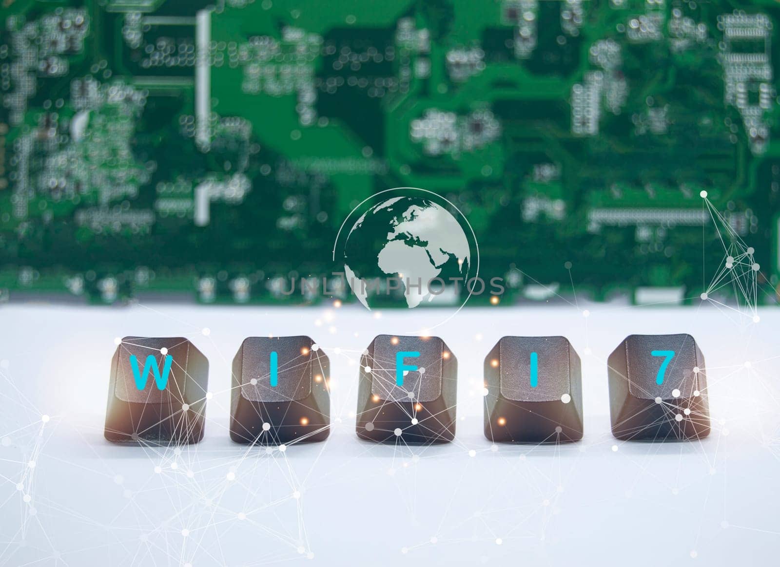 Concept of Wi-Fi 7 or Wi-Fi 7 development, high-speed connection, new world communication