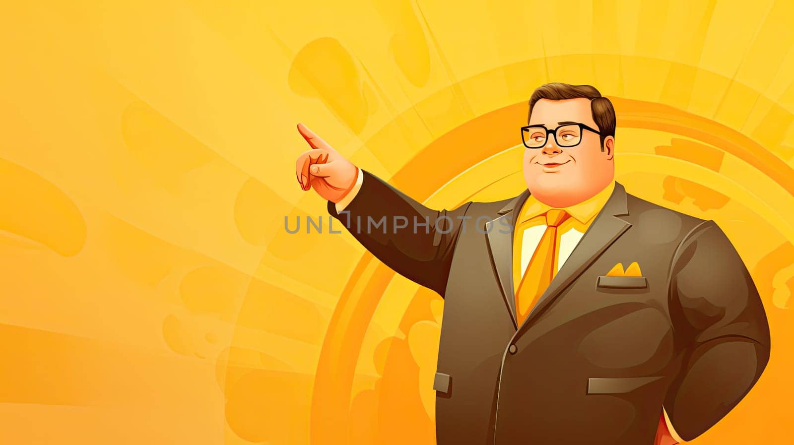 Business acumen cartoon illustration - Generative AI. Plus, size, man, businessman.