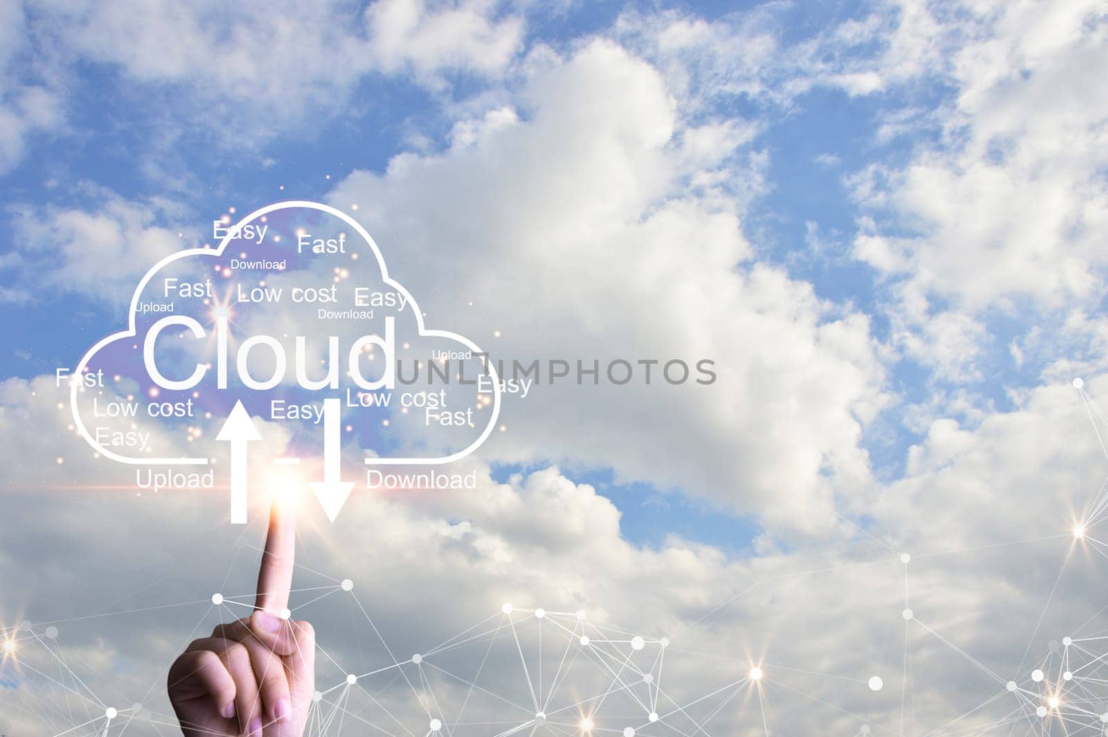 Concept of using cloud online system is convenient, economical, energy saving and low cost.