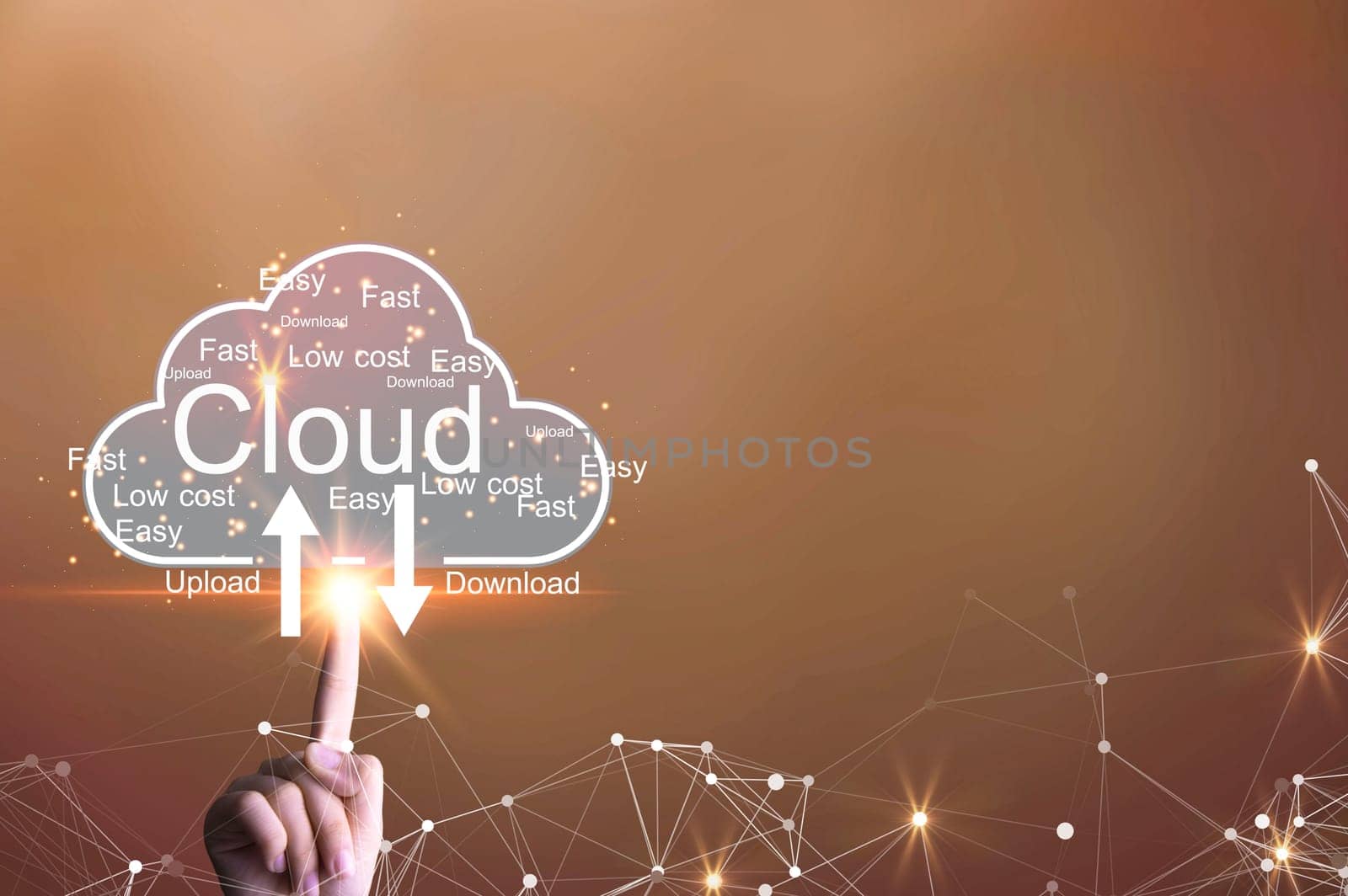 Concept of using cloud online system is convenient, economical, energy saving and low cost.