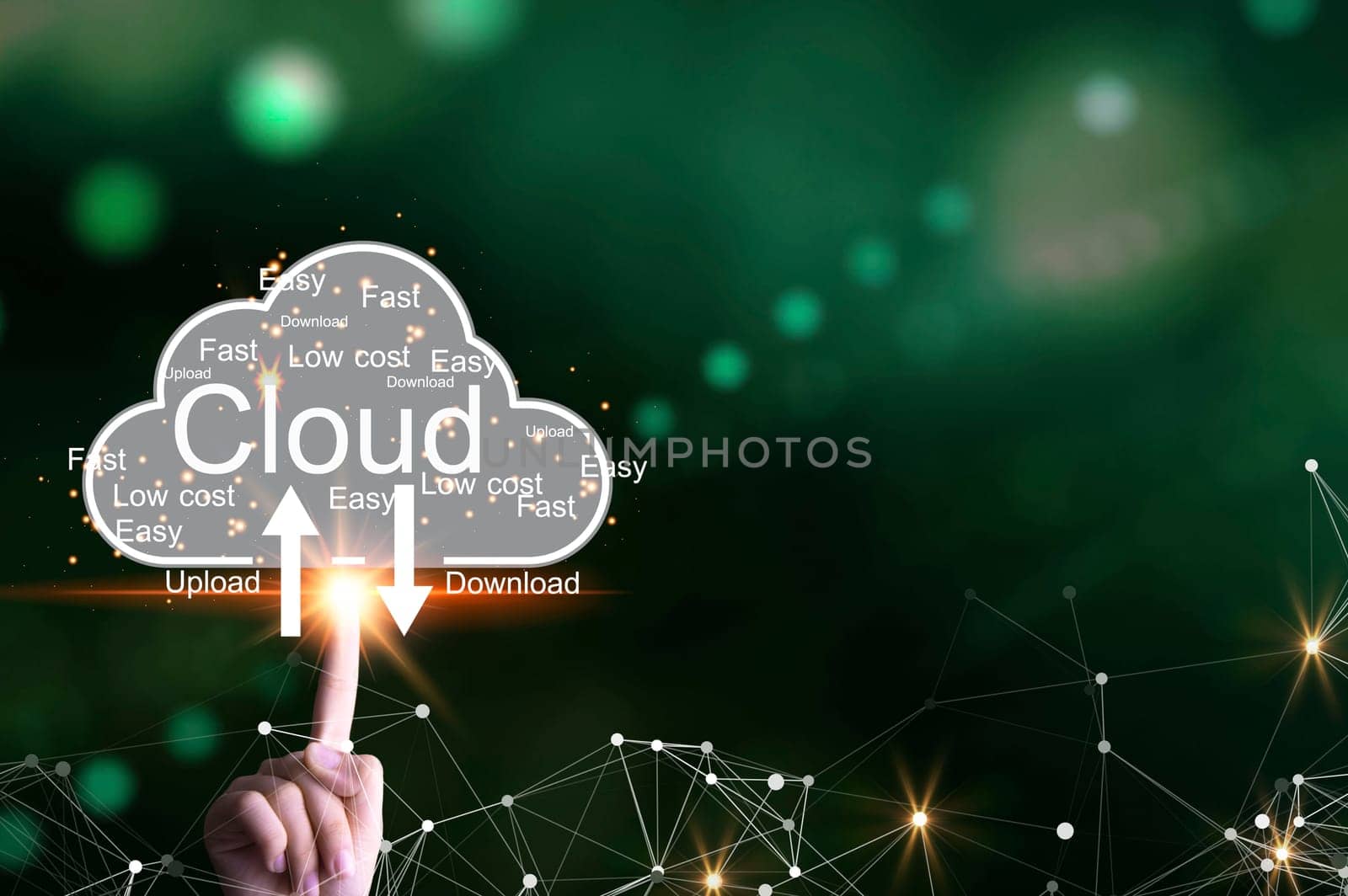 Concept of using cloud online system is convenient, economical, energy saving and low cost.