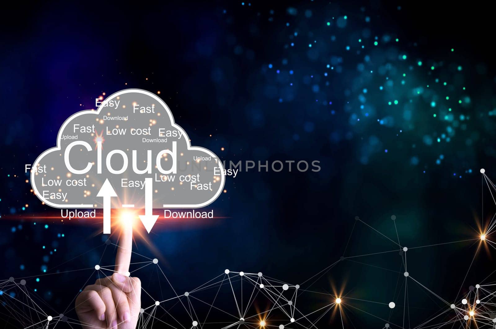 Concept of using cloud online system is convenient, economical, energy saving and low cost.
